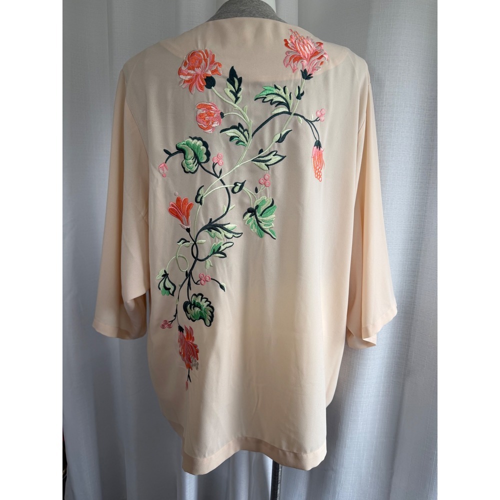 ASOS Curve Floral Embroidered Kimono Jacket Size‎ 20 Peach Boho Festival